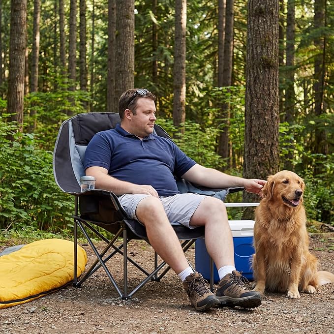 DUMOS Oversized Camping Chair for Adults - 450lbs Heavy Duty Folding Chair with Cup Holder &amp Side Pockets Portable Chair for Camping Fishing Hiking Picnic