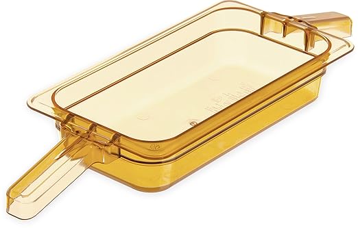 Carlisle FoodService Products 30860HH13 StorPlus High Heat Food Pan With 2 Handles 2.5 Deep Third Size Amber