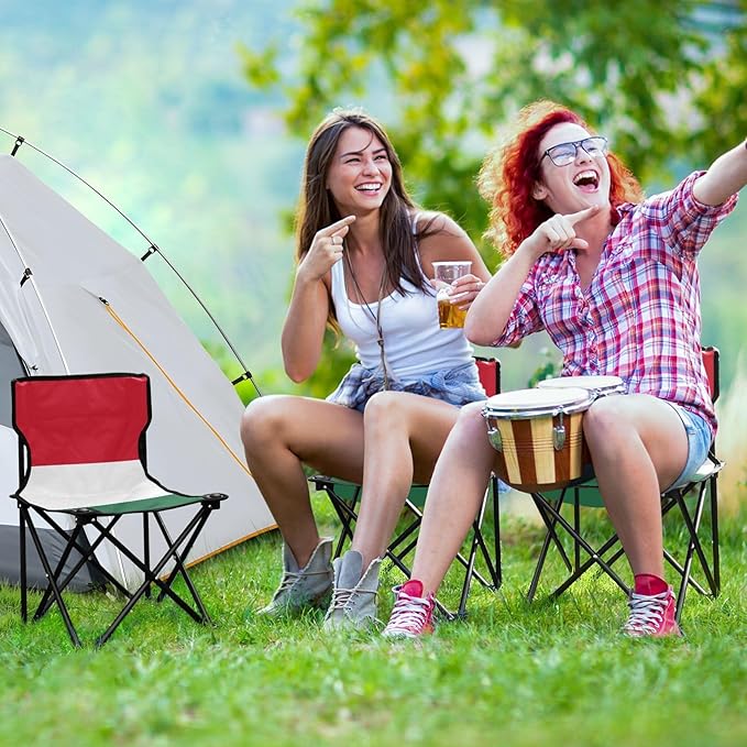 DOMIKING Hungarian Flag Kids' Portable Camping Chairs for Outdoor Beach Chairs with Carry Bag Folding Chair for Hiking Camping Travel