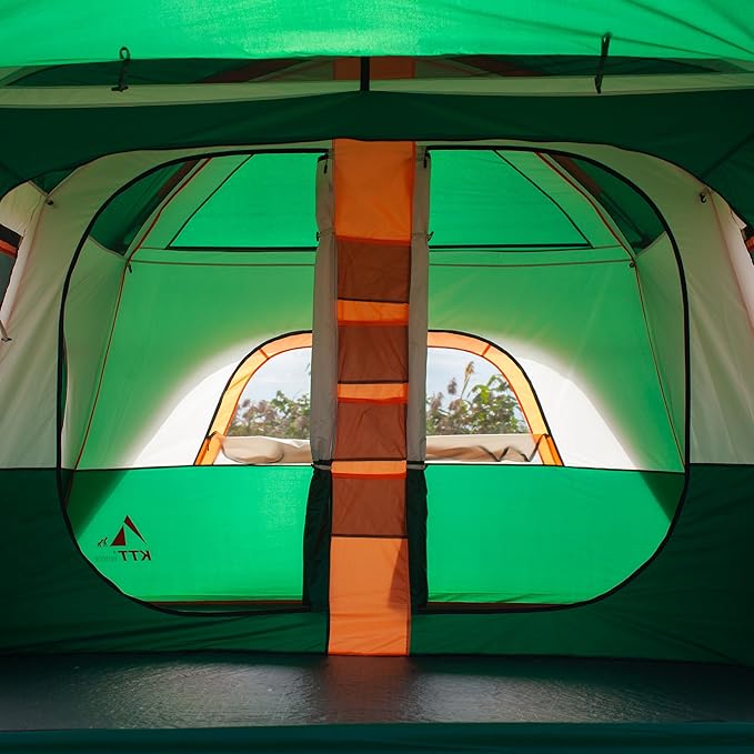 KTT Extra Large Tent 8-10-12 PersonFamily Cabin Tents2 Rooms3 Doors and 3 Windows with MeshStraight WallWaterproofDouble LayerBig Tents for OutdoorPicnicCampingFamily Gathering