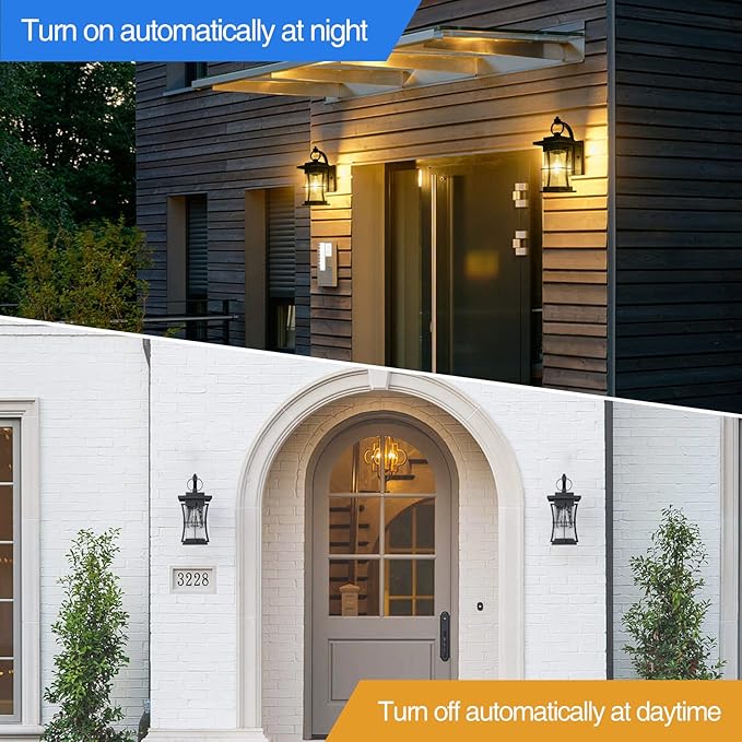 Outdoor Lighting Fixtures Wall Mount 1-Light 15''H Dusk to Dawn Exterior Light for House Outdoor Wall Lantern with Clear Glass for Front Porch Patio Garage (15'' H with Photocell 1 PC)