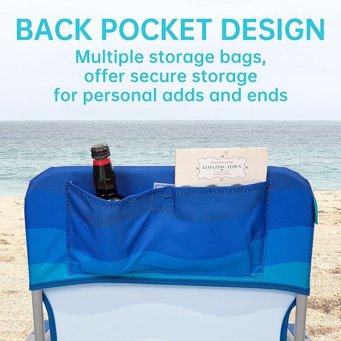 #WEJOY Folding Beach Chair for Adults Lightweight Beach Chair with Shoulder Straps High Back Camping Chairs with Hard Armrest Supports 300lbs for Outdoor Lawn Concert