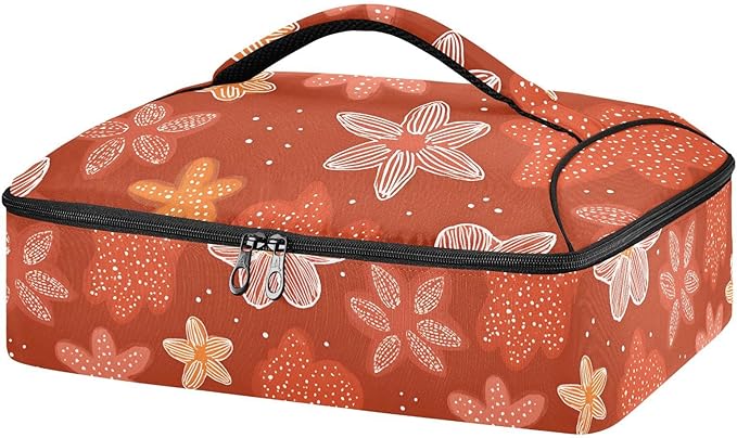 Casserole Carrier Stars and FlowerInsulated Casserole Carrier for Hot or Cold Food Thermal Lunch Tote for Potluck Parties Picnic Beach Fits 9 x 13 Inches Baking Dish