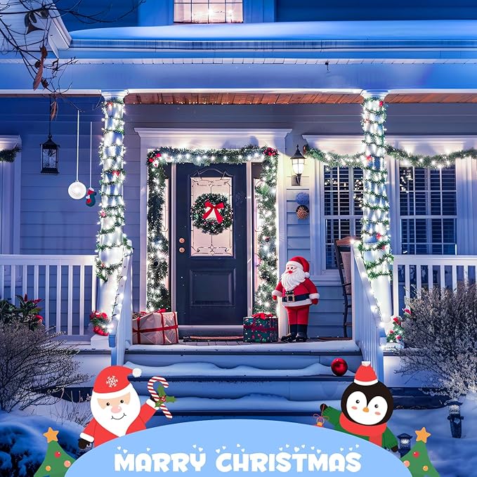 JMEXSUSS 2 Pack Solar String Lights Outdoor Waterproof Total 66 FT 200 LED Solar Christmas Lights Outdoor Twinkle Light for Christmas Tree Outside Garden Yard Xmas Decor White