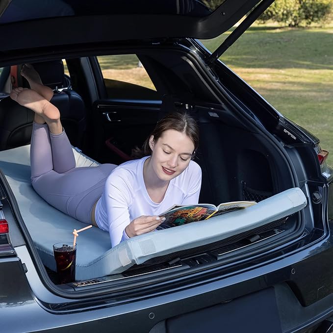 Kingfun 3 Inch CertiPUR-US Memory Foam Camping Mattress Waterproof Roll up Sleeping Pad Thick Floor Sleeping Mats for Tent with Removable Travel Bag