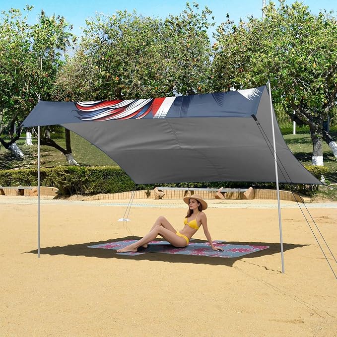 ALAZA British Flag Lion Beach Tent Sun Shelter UPF50+ Protection Beach Shade Canopy w/ 4 Sandbags for Outdoor Camping Fishing Backyard Fun Picnic 10x9 ft