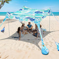 2PM SPORTS Beach Tent Canopy with UPF50+ UV Protection Outdoor Large Beach Sun Shade Shelter for Family Picnic Camping Travel Shore Fishing 8 Sandbags Sand Shovel (Palm Leaves 10x10 FT)