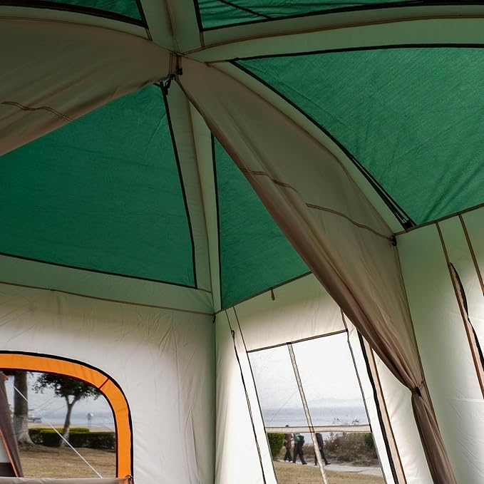 KTT Extra Large Tent 8-10-12 PersonFamily Cabin Tents2 Rooms3 Doors and 3 Windows with MeshStraight WallWaterproofDouble LayerBig Tents for OutdoorPicnicCampingFamily Gathering