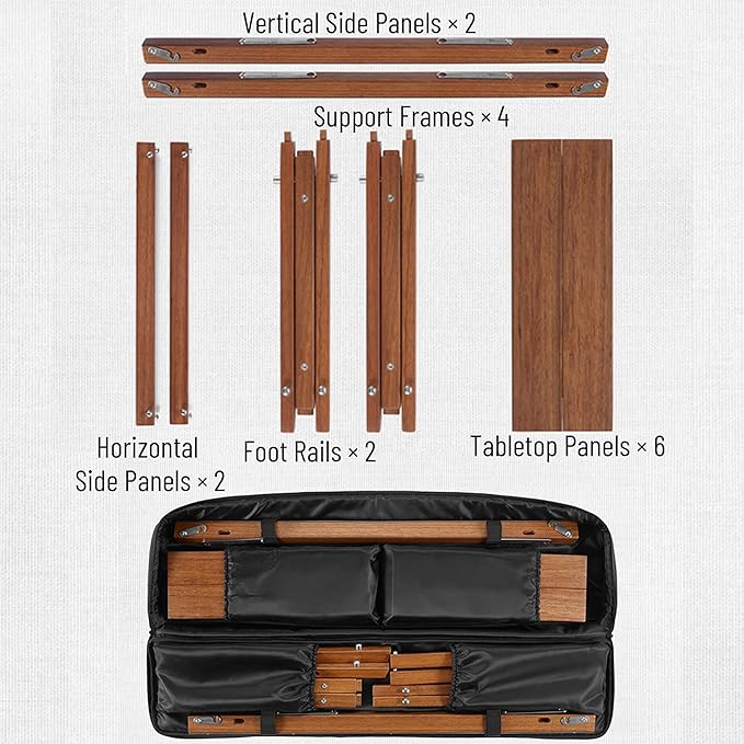 Naturehike Folding Camping Wood Table - IGT Table for Cooking Portable Outdoor Camp Collapsible Lightweight with Carry Bag for Car Camping Picnic RV Trip Patio Backyard