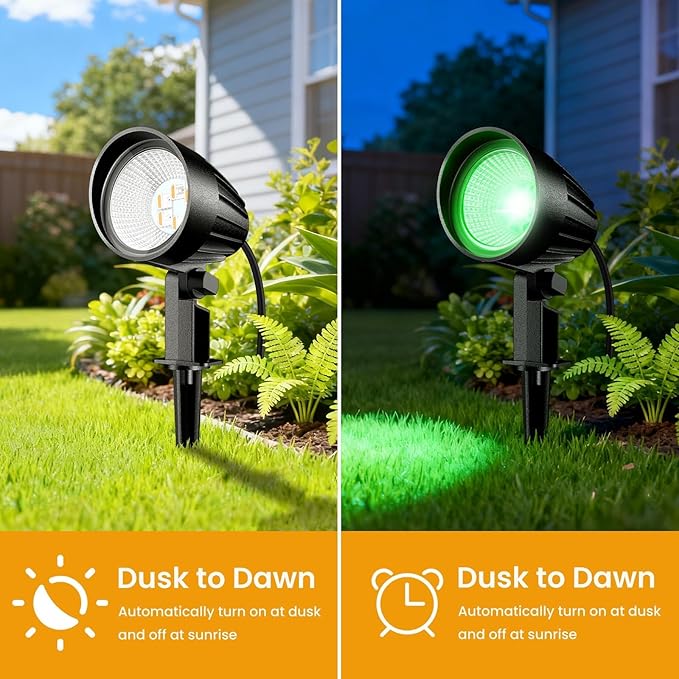 15W Low Voltage Landscape Lights Kit RGBW Color Changing Spot Lights Outdoor with Transformer 100FT UL-Listed Wire Low Voltage Lights IP66 Waterproof Remote Control for Garden House 12Pack