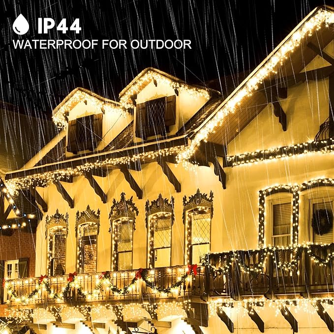 kemooie 500 LED Christmas Lights 164FT 8 Lighting Mode with Memory Plug in Waterproof Christmas Lights Outdoor for Birthday Christmas Tree Wedding Party Garden Balcony Decorations (Warm White)