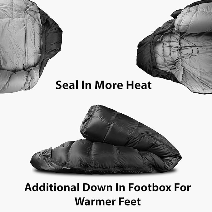 Outdoor Vitals Summit Sleeping Bag 800+ Fill Power Starting Under 2lbs Ultralight Backpacking Mummy Down Sleeping Bag for Lightweight Hiking &amp Camping