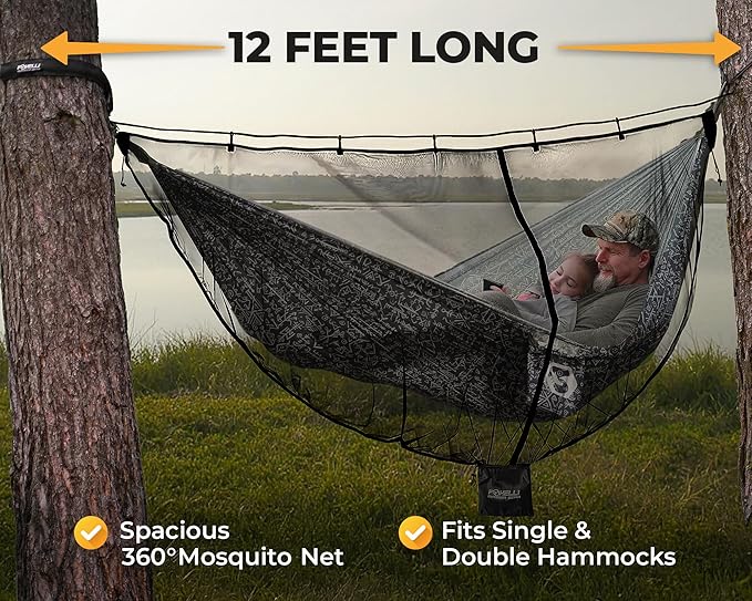Foxelli XL Hammock Net – 12ft Net for Hammocks Lightweight Portable Hammock Netting Fast and Easy Set Up Fits All Camping Hammocks