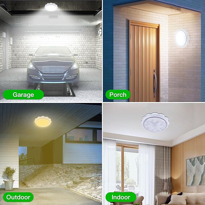 MEIHONG Solar Ceiling Light Porch Ceiling Light with Remote Dimmable Solar Shed Lights with Timer Gazebo Lights with Dusk to Dawn Sensor/Timer/3 Color