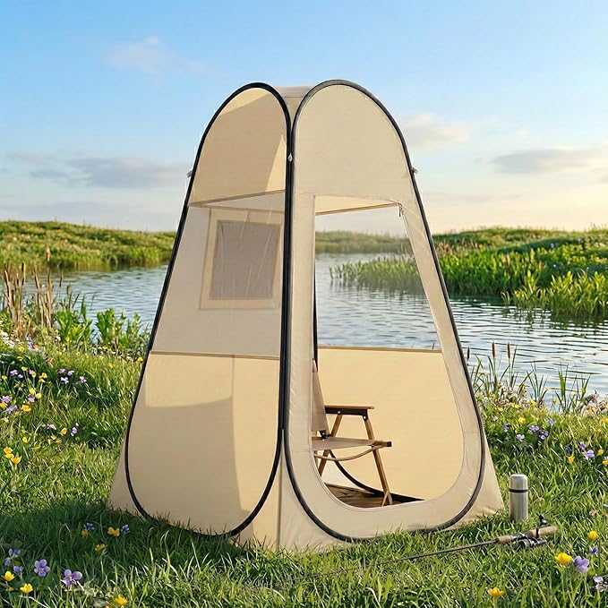 Thermal Insulated Quick Pop-Up Ice Fishing Tent - 47x47in 1-Person Clear Bubble Shelter Winter Warm Waterproof Outdoor Pod (Floor Mat &amp Top Cover Included) for Ice Fishing Winter Camping &amp E