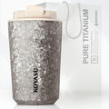 KOYASU Ti-Zen Titanium Travel Coffee Mug - 12oz Ultralight Insulated Tumbler - Premium EDC Gear &amp Tactical Accessories - Heavy Duty Cup - Crystallized Texture Thermal Flask - Nimbus Gray
