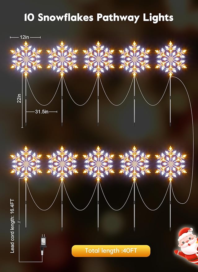 Brightown Star Christmas Pathway Lights Outdoor Christmas Decorations Yard Sidewalk Walkway Driveway Marker Stake