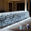 11.5FT x 5FT Solar Christmas Net Lights Outdoor with Remote 240 LED USB Cool White Mesh Lights for Bushes Waterproof 8 Modes Green Wire Christmas Trees Light Patio Indoor Decor