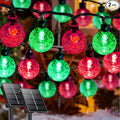 2-Pack 100 LED Red and Green Solar String Lights Outdoor - 64FT Crystal Globe Waterproof Solar Lights for Outside with 8 Lighting Modes for Patio Decorations Garden Wedding Party Porch Tree