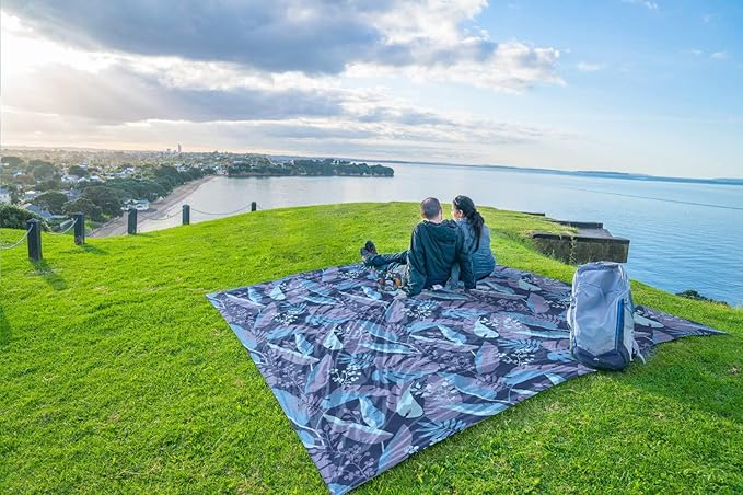 WEKAPO Beach Blanket Waterproof Sandproof Oversized Extra Large Beach Mat Sand Free Lightweight &amp Compact Sand Free Mat with 6 Stakes &amp 4 Corner Pockets