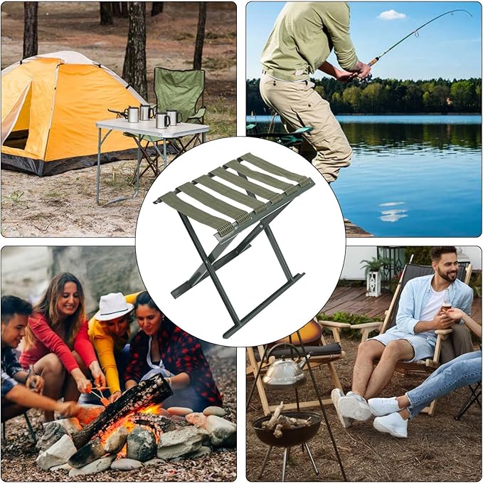 gernie Folding Stool Portable Heavy Duty Camping Stool Hold up to 600 lbs Outdoor Portable Chair Compact Folding Chair for Camping Fishing Walking Hiking Gardening and Beach (A)