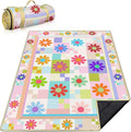 Daisy Picnic Blankets Waterproof Foldable 60″X80″ Packable Picnic Mat Sunflower Outdoor Blanket for Grass Large Beach Blanket Sandproof Picnic Accessories for Camping Music Festival Park Lawn Travel