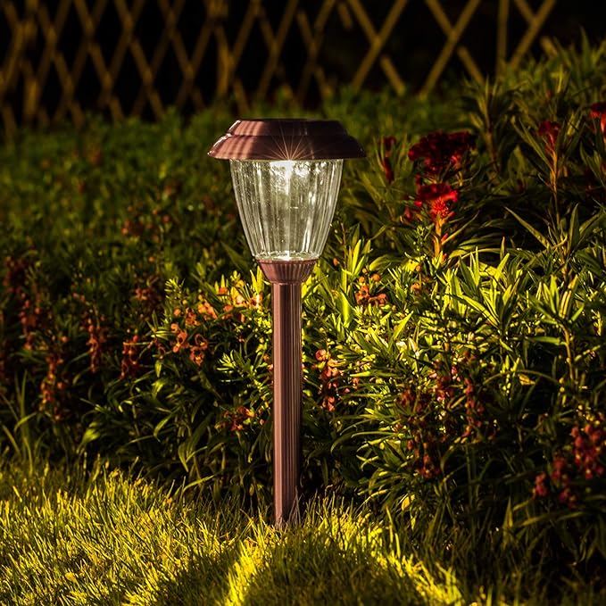 Solar Lights Outdoor - 8 Pack Copper Garden Walkway Lights Solar Powered Waterproof for Garden Lawn Yard Pathway