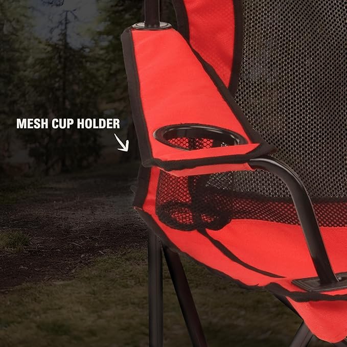 Coleman Broadband Mesh Quad Camping Chair with Carry Bag &amp Cup Holder Cooling Mesh Back with Adjustable Arms Great for Camping Tailgating Firepits Patio &amp More