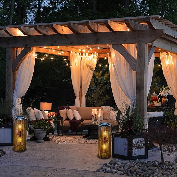 Solar Lanterns Outdoor Waterproof Hanging Rattan Weaving Solar Garden Lanterns Solar Powered with HandleDecorative Retro Rattan Lights for Garden / Yard / Patio / Porch.