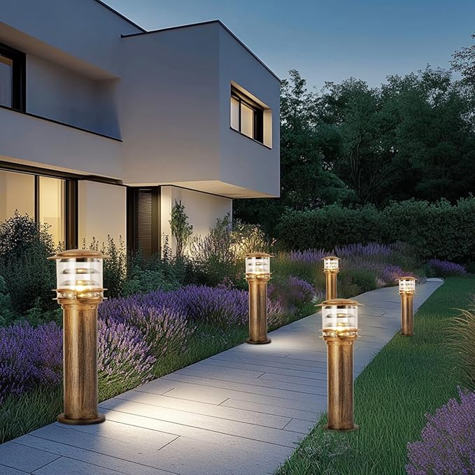 SLAWA Outdoor Post Caps Lights Aluminum Landscape Pathway Lamps With Acrylic Shade Waterproof Column Pillar Lamps Fence Deck Bollard Lighting Cylinder Lawn Floor Lamp For Patio Yard Porch Post Lantern
