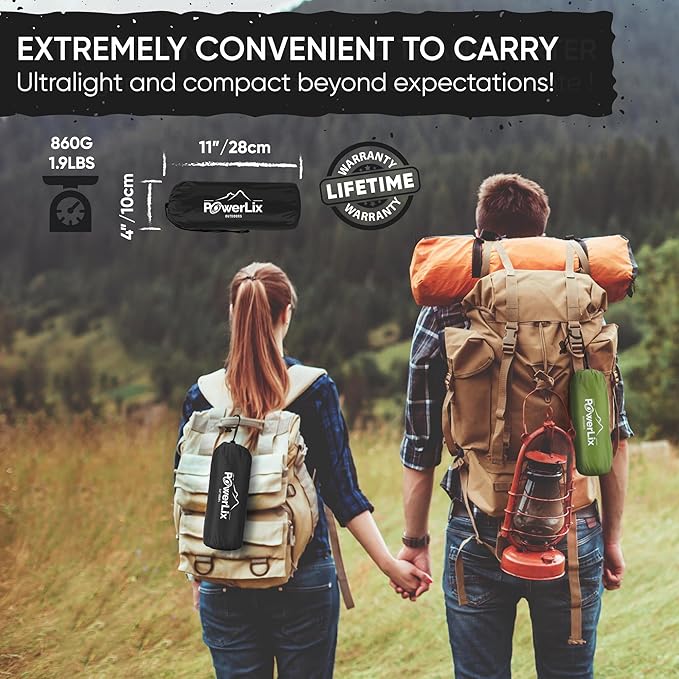 POWERLIX Ultralight Sleeping Pad for Camping with Inflating Bag– Compact Lightweight Camping Mat Outdoor Backpacking Hiking Traveling Airpad Air Mattress Sleeping Mat