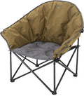 ARROWHEAD OUTDOOR Oversized Heavy-Duty Club Folding Camping Chair with Pocket Cup Holder Portable Padded Moon Round Saucer Supports 330lbs Carrying Bag