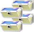 TECKNET 416 LED Solar Powered Outdoor Lights 270° Angle &amp 3 Lighting Modes Motion Sensor Light Outdoor Security Solar Lights Waterproof - 4 Pack White Cold Light