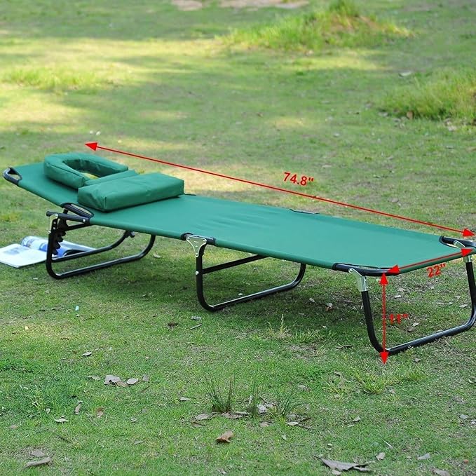 Beach Chairsun Chair Sun Lounger Adjustable Chaise Lounge with Face Cavity Folding Outdoor Beach Camping Sun Lounger Garden Recliner