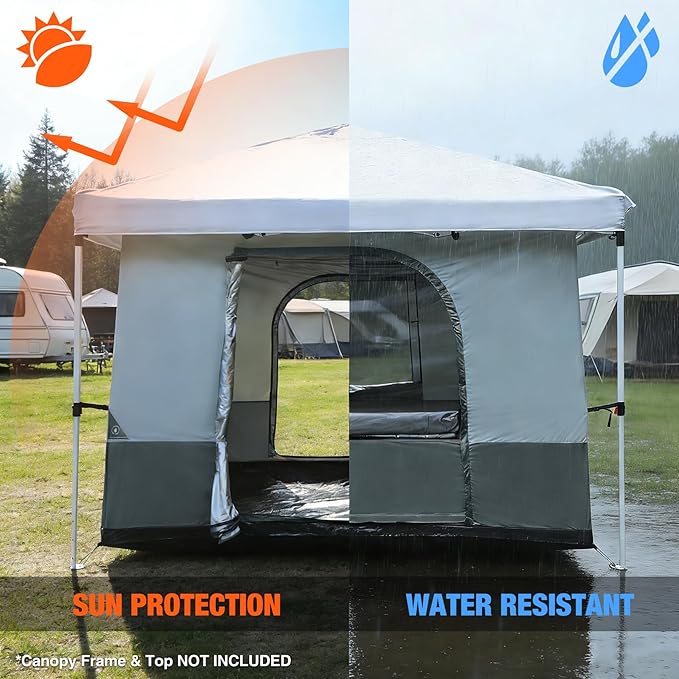 REDCAMP Canopy Camping Tent for Pop Up Canopy Tent Inner Tent Converts Straight Leg 10'x10' or 10'x20' Canopy into Camping Tent Fits 4-6 Person(Frame/Shelter NOT Included)
