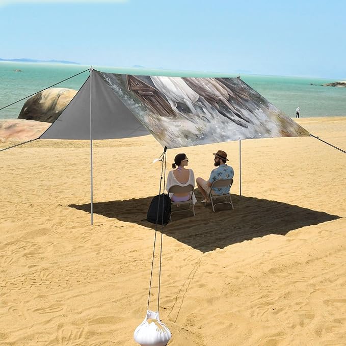 Camping Sun Shelters Two Horses Running Moonlight Beach Canopy 126 * 110.2in