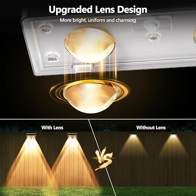 Brizled Solar Fence Lights Outdoor 6 Modes 2700/4500/6500K 250ml Fence Solar Lights IP65 Waterproof Outdoor Wall Light Landscape Lighting for Backyard Garden Patio Deck Railing Wall Poolside 8 Pack