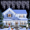 Brightown Icicle Christmas Lights Outdoor 33FT 1020 LED Cluster Icicle Lights with 51 Drops12 Mode Connectable Firecracker Light with Timer Waterproof Christmas Light Outdoor for House White