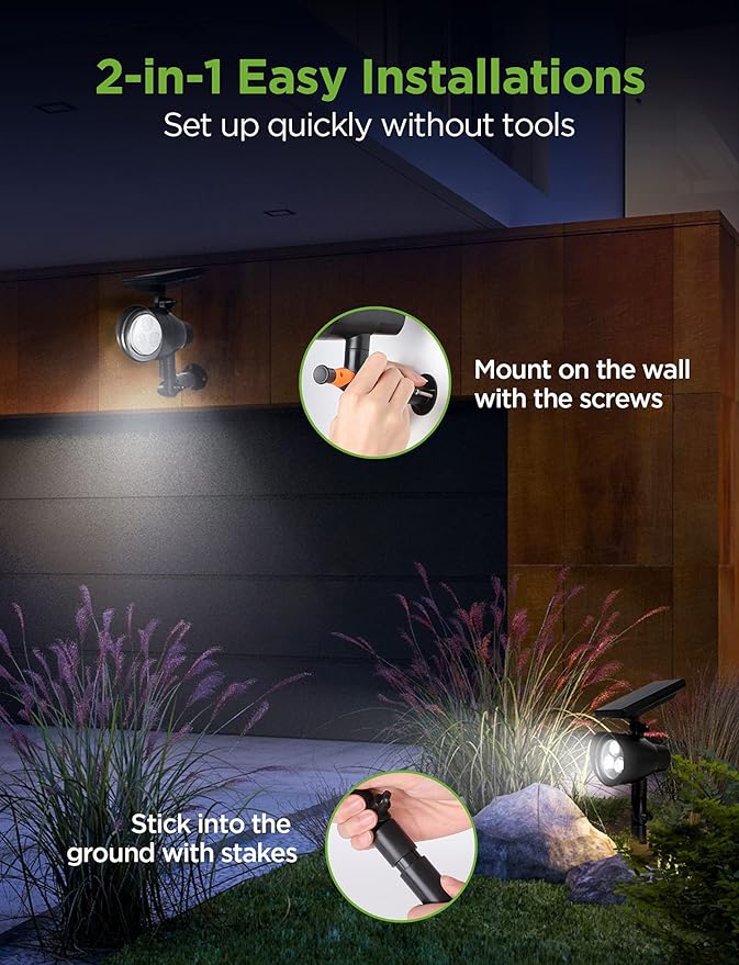 InnoGear Solar Lights for Outside Outdoor Landscape Spotlight Waterproof Security Lighting Adjustable Auto On/Off for Patio Deck Yard Garden Pool Driveway Pack of 4