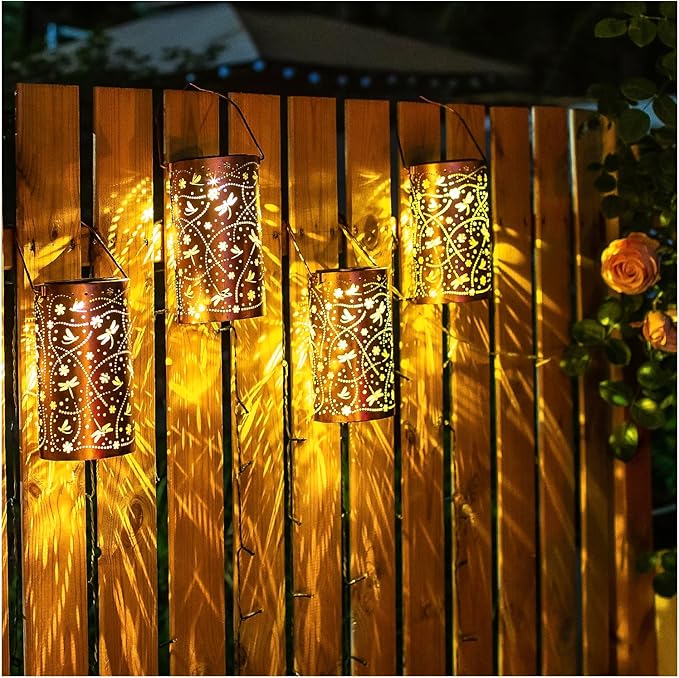 Dragonfly Solar Lanterns Outdoor Waterproof Hanging Solar Lights Dragonfly Gifts for Women Men Metal Decorative LED Lanterns for Garden DecorYardPatioLawnTabletopPathway