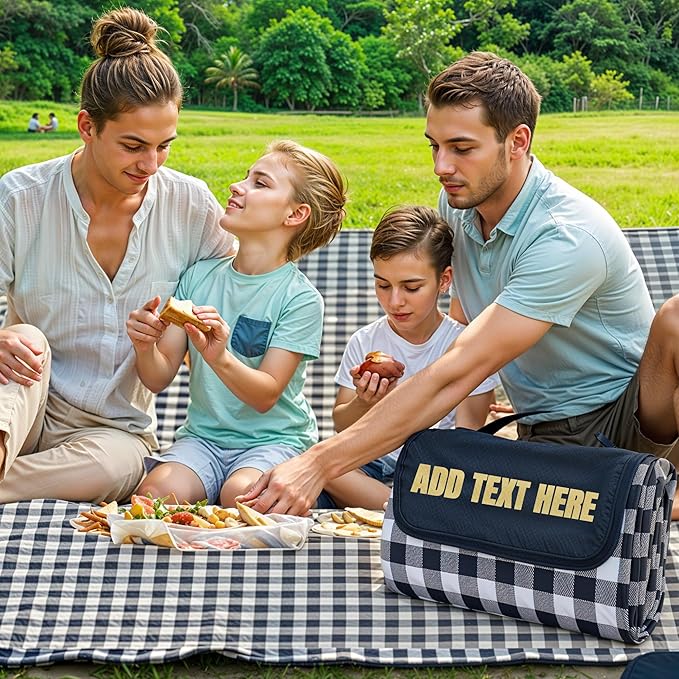 Bulk Personalized Picnic Blankets - Custom Logo or Text – Foldable and Lightweight – Great for EventsWedding Favors Corporate Gifts Employee Swag – 30 Pack
