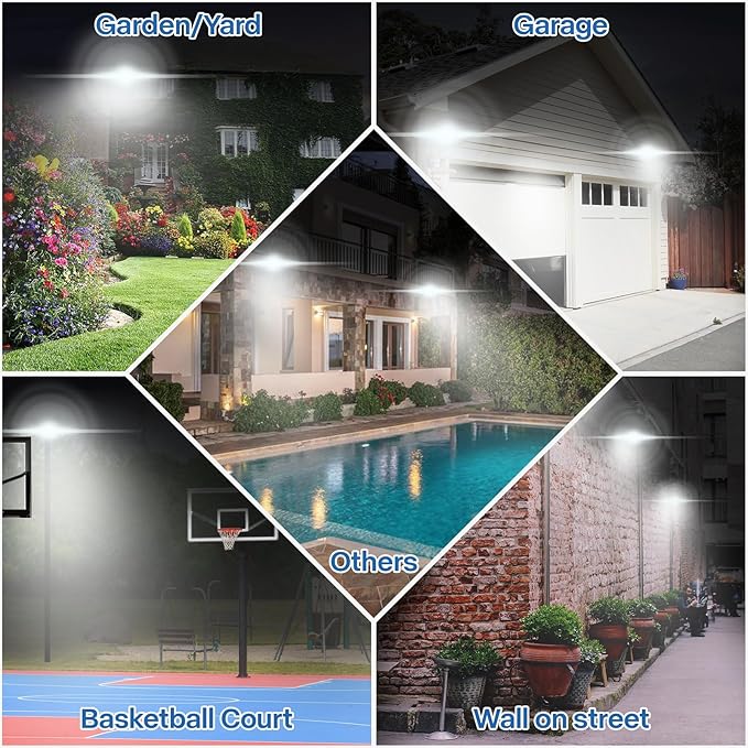 2 Pack 50W LED Flood Lights Outdoor 3CCT 3000/4000/6000K Selectable 5000LM Floodlight Outside Work Light with 5.9FT Plug IP65 Waterproof LED Flood Light for Garage Yard Lawn Garden
