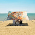 ALAZA Watercolor Lion Beach Tent Sun Shelter UPF50+ Protection Beach Shade Canopy w/ 4 Sandbags for Outdoor Camping Fishing Backyard Fun Picnic 10x9 ft