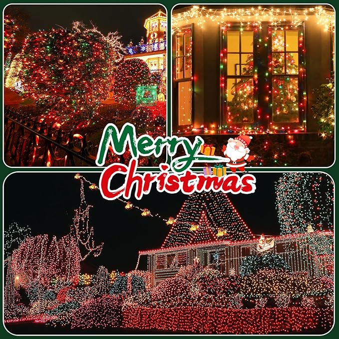 OZS Connectable Red and Green Christmas String Lights 2Pack Total 164FT 400LED Christmas Lights for Outdoor Indoor Plug in Tree Lights with 8 Modes String Lights for Christmas Decorations Holiday