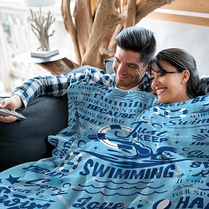 Swim Gifts for Swimmers Swimming Blanket Gifts for Coach Gifts Swim Team Gift Just Keep Swimming 80 x 60 Swimmer Blanket Christmas Birthday Gift for Men