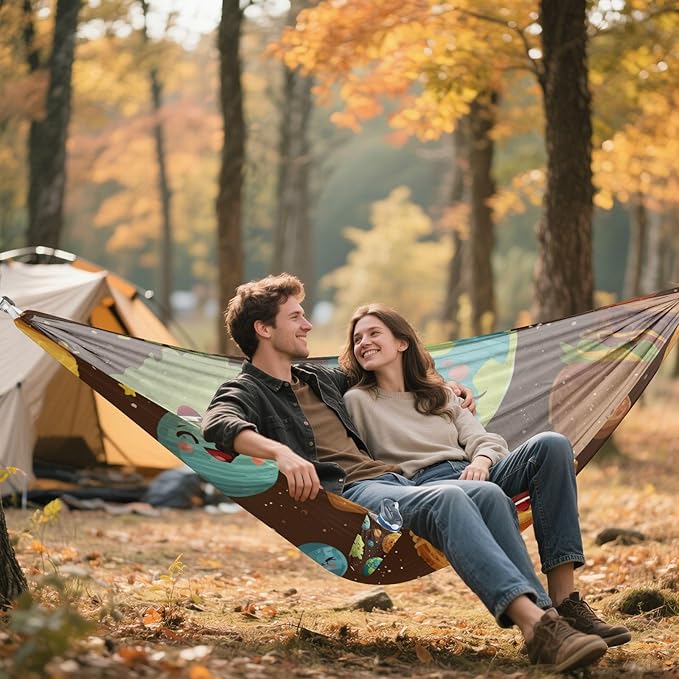 OTVEE Camping Hammock Space Treat Art Portable Hammocks 500lb Upgraded Thickened Durable Single Hammocks with Tree Straps &amp Travel Bag for Camping Outdoor Indoor Patio Backyard