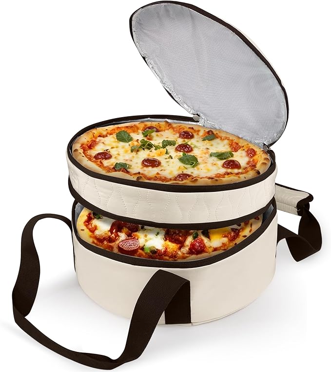 Trunab Round Double Insulated Casserole Carrier Pie Carriers for Transport Casserole Dish Carrier Bag for Hot or Cold Food Wavy Texture for Camping Picnics Party