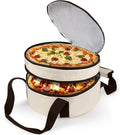 Trunab Round Double Insulated Casserole Carrier Pie Carriers for Transport Casserole Dish Carrier Bag for Hot or Cold Food Wavy Texture for Camping Picnics Party