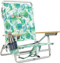Tommy Bahama 5-Position Classic Lay Flat Backpack Beach Chair with Cooler and Cup Holder Portable Folding Beach Chair for Tanning Tropical Leaves