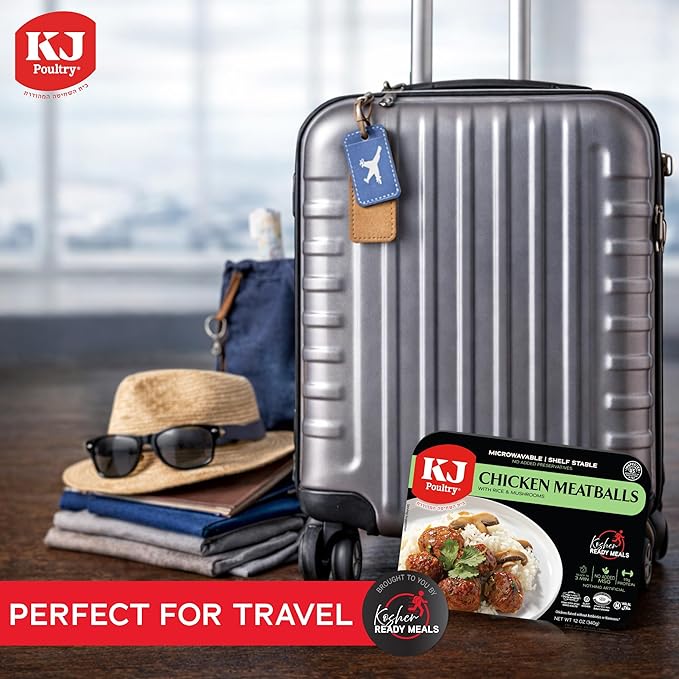 KJ Poultry Kosher Ready Meals - Chicken Meat Balls &amp Mushrooms MRE Meat Meals Ready to Eat Halal (3 Pack) Prepared Entree Fully Cooked Shelf Stable Microwave Dinner Travel Military Camping